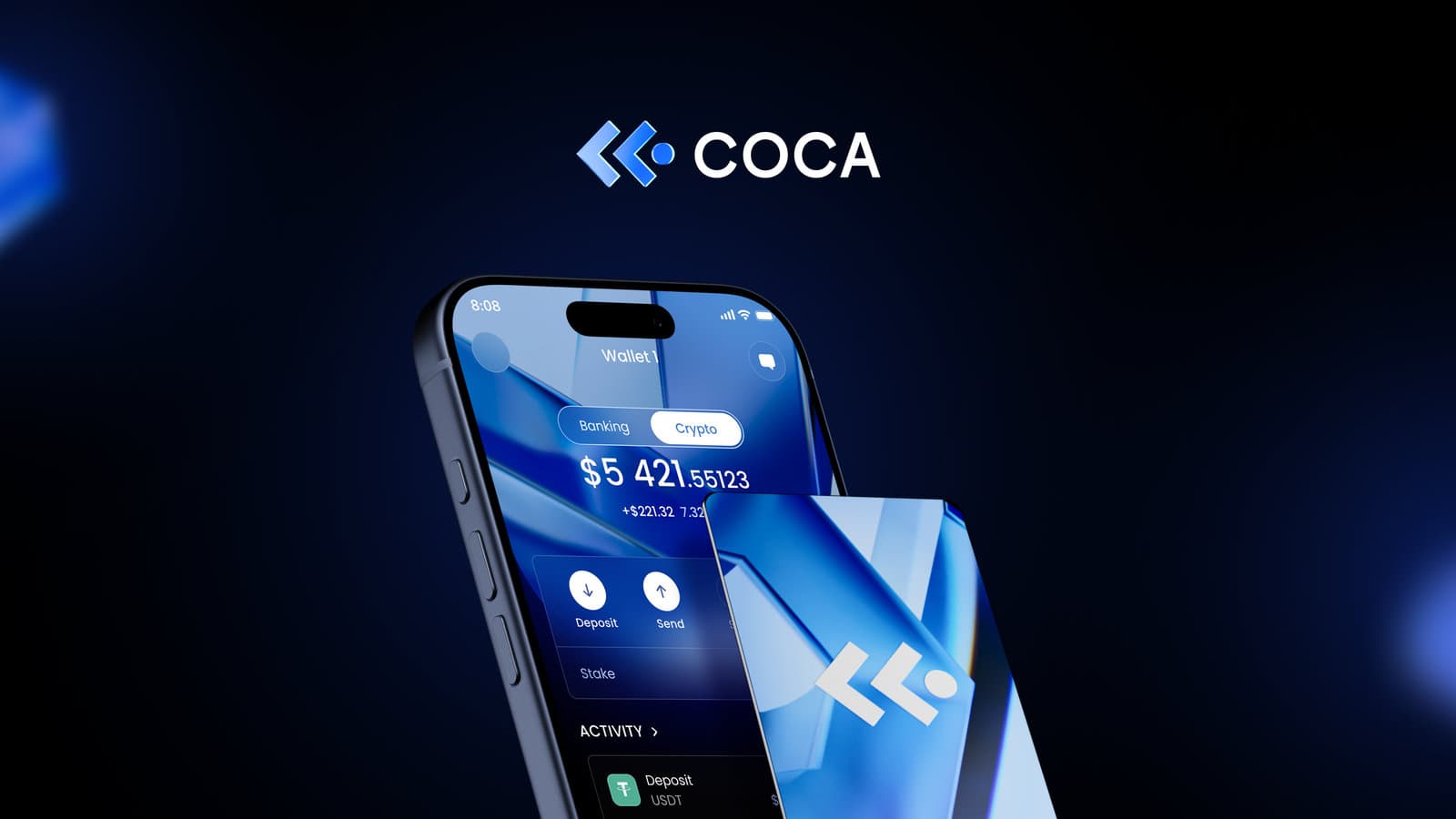 The COCA app on a phone, beside the COCA card